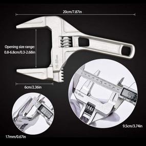 img 1 attached to 🔧 Ключ регулируемый с короткой рукояткой 16-68 мм - Легкий алюминиевый инструмент для ремонта ванной комнаты, умывальника и снятия гайки трубы | Серебряный.