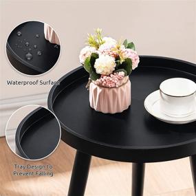 img 3 attached to 🌑 APICIZON Black Round Side Table Tray Nightstand Sofa Coffee End Table for Living Room Bedroom Small Spaces Easy Assembly Bedside Table 15 x 18 Inches Black