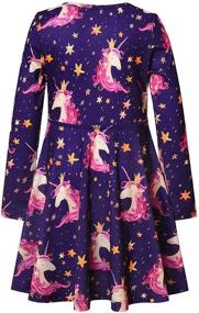 img 3 attached to Enchanting Unicorn Dresses: Sleeve Starry Cotton Girls' Clothing for Dressing Like a Princess