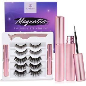 img 4 attached to 👁️ Набор Arishine Magnetic Eyeliner and Lashes, Набор магнитного лайнера для повторно используемых магнитных ресниц [5 пар]