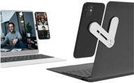 📱 апория - серебристый с отображением двух экранов удобный приспособление для фиксации смартфона и ноутбука, регулируемое и портативное. логотип