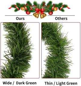 img 1 attached to CCINEE 50ft Green Tinsel Garland - Artificial Christmas Pine Decorative Greenery for Holiday Season - Non-Lit Soft Twist Stems - 12 Inch x 2 Inch - Outdoor Indoor Party Decorations