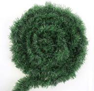 ccinee 50ft green tinsel garland - artificial christmas pine decorative greenery for holiday season - non-lit soft twist stems - 12 inch x 2 inch - outdoor indoor party decorations logo