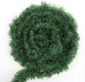 img 4 attached to CCINEE 50ft Green Tinsel Garland - Artificial Christmas Pine Decorative Greenery for Holiday Season - Non-Lit Soft Twist Stems - 12 Inch x 2 Inch - Outdoor Indoor Party Decorations