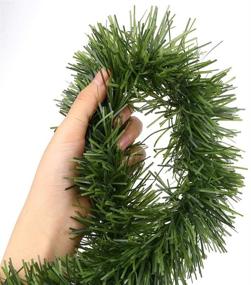 img 3 attached to CCINEE 50ft Green Tinsel Garland - Artificial Christmas Pine Decorative Greenery for Holiday Season - Non-Lit Soft Twist Stems - 12 Inch x 2 Inch - Outdoor Indoor Party Decorations