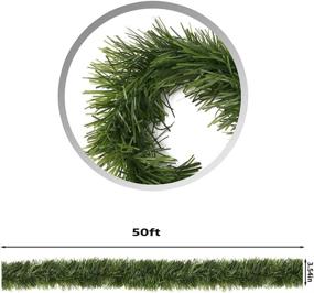 img 2 attached to CCINEE 50ft Green Tinsel Garland - Artificial Christmas Pine Decorative Greenery for Holiday Season - Non-Lit Soft Twist Stems - 12 Inch x 2 Inch - Outdoor Indoor Party Decorations
