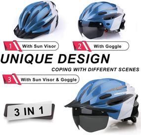 img 3 attached to Shinmax Bike Helmet with USB Charging Light & Detachable Magnetic Goggles - Removable Sun Visor & Portable Bag Included - Adjustable Cycling Helmet