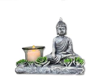 img 4 attached to 🧘 Nifty Nook Zen Buddha Spiritual Yoga Meditation Votive Holder Decorative Gift