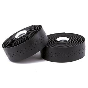 img 4 attached to VINQLIQ Retro PU Leather Road Bike Bicycle Handlebar Grip Wraps Bar Tapes With Bar Plugs (Black (With Breath Holes))