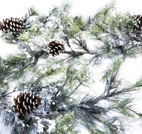 img 4 attached to Enhance Your Holiday Décor with CraftMore Snowville Pine Christmas Garland, 6ft Long