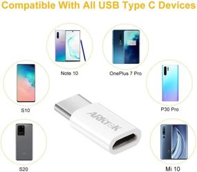 img 1 attached to 🔌 Адаптер USB-C ARKTEK: Мини алюминиевый женский Micro USB к мужскому USB C для передачи данных и зарядки - Chromebook Galaxy, S20 Note 10, Pixel 4 и другие (черный/белый, 4 шт.)