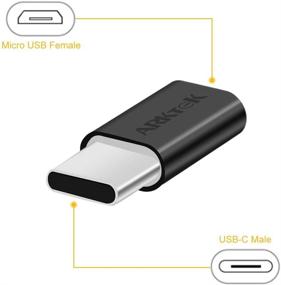 img 2 attached to 🔌 Адаптер USB-C ARKTEK: Мини алюминиевый женский Micro USB к мужскому USB C для передачи данных и зарядки - Chromebook Galaxy, S20 Note 10, Pixel 4 и другие (черный/белый, 4 шт.)