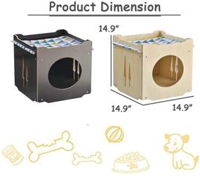 img 1 attached to 🐱 S-Lifeeling Stackable Collapsible Wooden Cat House Rabbit Hideout with Hammock - Kity Cube Room Splicing Bunny Cat Climbing Combination