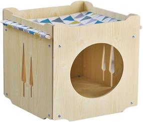 img 4 attached to 🐱 S-Lifeeling Stackable Collapsible Wooden Cat House Rabbit Hideout with Hammock - Kity Cube Room Splicing Bunny Cat Climbing Combination