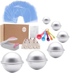 img 4 attached to 🛁 Complete Bath Bomb Mold Set: 228-Piece Kit with DIY Metal Mould, Spoons, Shrink Wrap Bags, Gift Bags, and Heat Sealer Included