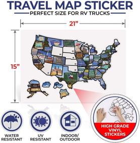 img 2 attached to 🗺️ RV State Sticker Travel Map: A 21x15 Inches Welcome Board for Motorhome Accessories with UV Protection Guards Against Fading on Laptops, Refrigerators & Walls