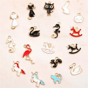 img 1 attached to 🐾 200 Assorted Gold Plated Enamel Pendants Charms Necklace Bracelet - Animal, Moon, Star, Fruit - Dainty Dangle Charm Pendant for Jewelry Accessories DIY Making and Crafting