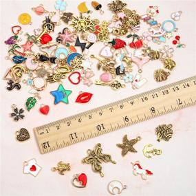 img 3 attached to 🐾 200 Assorted Gold Plated Enamel Pendants Charms Necklace Bracelet - Animal, Moon, Star, Fruit - Dainty Dangle Charm Pendant for Jewelry Accessories DIY Making and Crafting