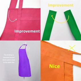 img 2 attached to 🎨 Versatile 11 Pack Plain Color Bib Bulk Aprons: Waterproof, Multicolor Kitchen Aprons for Women Men Chef, Baking Painting Artist Cooking - Includes 2 Pockets!