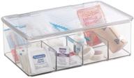 versatile mdesign plastic first aid organizer with clear top lid - ideal for bathroom, kitchen, 🏥 cabinet, drawer and more - 8 divided sections for organizing medical supplies, bandages, ointments, and dental care logo