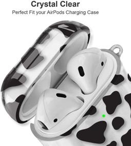 img 3 attached to 🐄 Maxjoy Clear Cow Print AirPods Case Cover - Cute Soft TPU Protective Shockproof Cover with Keychain for Apple AirPods Wireless Charging Case 2&1 - Ideal for Girls, Women, Men - Cow Design