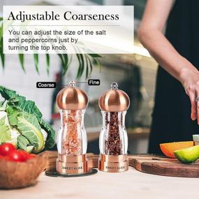 img 1 attached to 🍽️ Premium 6-inch Bronze Salt and Pepper Grinder Set – Sweet Alice Refillable Acrylic Ceramic Rotor, Easily Adjustable Coarseness