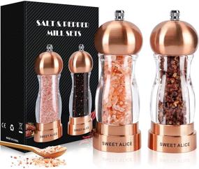 img 4 attached to 🍽️ Premium 6-inch Bronze Salt and Pepper Grinder Set – Sweet Alice Refillable Acrylic Ceramic Rotor, Easily Adjustable Coarseness