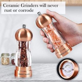 img 3 attached to 🍽️ Premium 6-inch Bronze Salt and Pepper Grinder Set – Sweet Alice Refillable Acrylic Ceramic Rotor, Easily Adjustable Coarseness