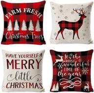 🎄 christmas throw pillow set: festive home decorative covers for christmas pillows - set of 4 cotton linen covers, 18" x 18 logo