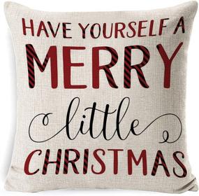 img 2 attached to 🎄 Christmas Throw Pillow Set: Festive Home Decorative Covers for Christmas Pillows - Set of 4 Cotton Linen Covers, 18" x 18