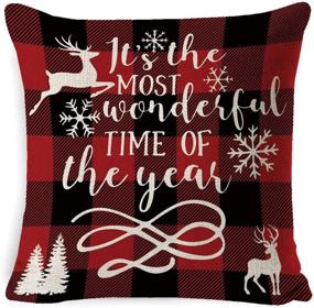 img 3 attached to 🎄 Christmas Throw Pillow Set: Festive Home Decorative Covers for Christmas Pillows - Set of 4 Cotton Linen Covers, 18" x 18