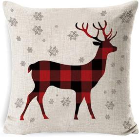 img 1 attached to 🎄 Christmas Throw Pillow Set: Festive Home Decorative Covers for Christmas Pillows - Set of 4 Cotton Linen Covers, 18" x 18