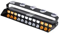 🚨 highly visible led amber white strobe dash light: 16 flashing patterns for hazard warning vehicles, trucks, cars - front windshield and rear window emergency lighting logo