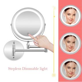 img 3 attached to 💡 5X LED Wall Mounted Makeup Mirror – Dimmable Lights, Stainless Steel, Magnifying, Touch Screen, USB & AAA Batteries – Dual Power Source for Bathroom