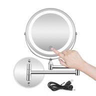 💡 5x led wall mounted makeup mirror – dimmable lights, stainless steel, magnifying, touch screen, usb & aaa batteries – dual power source for bathroom логотип