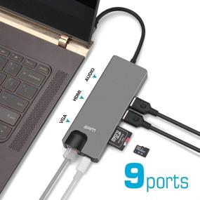 img 4 attached to 🔌 SAM 9 in 1 USB-C Hub: Boost Your Device Connectivity with 4K HDMI, VGA, Ethernet, Audio Mic, USB 3.0, Power Delivery, SD/TF CardReader - Compatible with MacBook Pro, Dell, Chromebook, Android