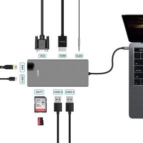 img 3 attached to 🔌 SAM 9 in 1 USB-C Hub: Boost Your Device Connectivity with 4K HDMI, VGA, Ethernet, Audio Mic, USB 3.0, Power Delivery, SD/TF CardReader - Compatible with MacBook Pro, Dell, Chromebook, Android