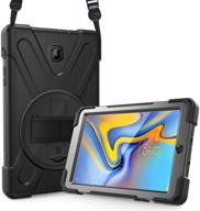 📱 rugged heavy duty shockproof rotating kickstand protective cover case for galaxy tab a 8.0 2018 (verizon sprint sm-t387) – black logo