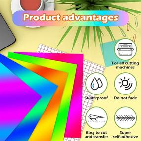 img 2 attached to ✨ Labeol Permanent Adhesive Backed Vinyl Sheets: 12×10 inches, 16 Sheets - Holographic Opal Glitter Matte - Includes 3 Transfer Papers - Ideal for Party Decoration, Crafts, Cutter Stickers, and Car Decals