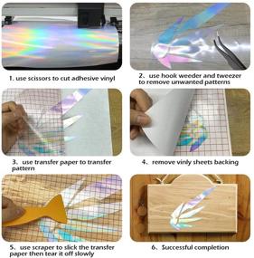 img 1 attached to ✨ Labeol Permanent Adhesive Backed Vinyl Sheets: 12×10 inches, 16 Sheets - Holographic Opal Glitter Matte - Includes 3 Transfer Papers - Ideal for Party Decoration, Crafts, Cutter Stickers, and Car Decals