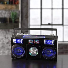 img 3 attached to 🎵 Studebaker SB2145S Retro Street Boombox - 80's Style with FM Radio, CD Player, LED EQ, 10 Watts RMS, AC/DC - Silver Finish