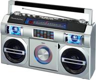 🎵 studebaker sb2145s retro street boombox - 80's style with fm radio, cd player, led eq, 10 watts rms, ac/dc - silver finish logo