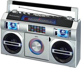 img 4 attached to 🎵 Studebaker SB2145S Retro Street Boombox - 80's Style with FM Radio, CD Player, LED EQ, 10 Watts RMS, AC/DC - Silver Finish