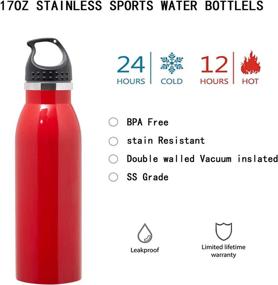 img 1 attached to 🚰 Meaner Sports Water Bottle - Vacuum Insulated Stainless Steel Thermos Flask with Straw Lid, 17oz Capacity