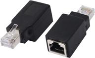 🔌 cerrxian rj45 ethernet lan male to female cat5 / cat5e / cat6 crossover adapter (2-pack), black (straight): enhance network connectivity with reliable crossover adapters logo