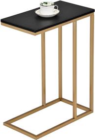 img 2 attached to Kings Brand Furniture - Coffee Laptop Stand C Table, Snack Side End Accent, Gold/Black