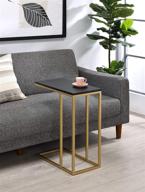 kings brand furniture - coffee laptop stand c table, snack side end accent, gold/black logo