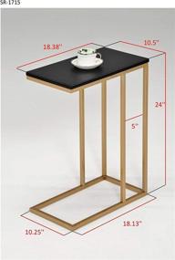 img 1 attached to Kings Brand Furniture - Coffee Laptop Stand C Table, Snack Side End Accent, Gold/Black