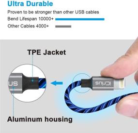 img 1 attached to 🔌 Кабель зарядки iCrius для iPhone, сертифицированный MFi 6 футов с LED-подсветкой, видимым потоком зарядки Lightning - совместим с iPhone12 Plus/XS/XR/X/8 Plus/8/7 Plus/7, iPod Touch и другими