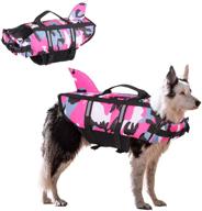 🐶 dog life jacket ripstop pet life vest: adjustable camouflage flotation lifesaver with reflective stripes & shark fin - for boating, surfing, hunting! perfect for small, medium, and large dogs with powerful buoyancy логотип